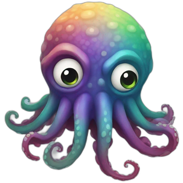 a multi-colored kraken who is afraid emoji