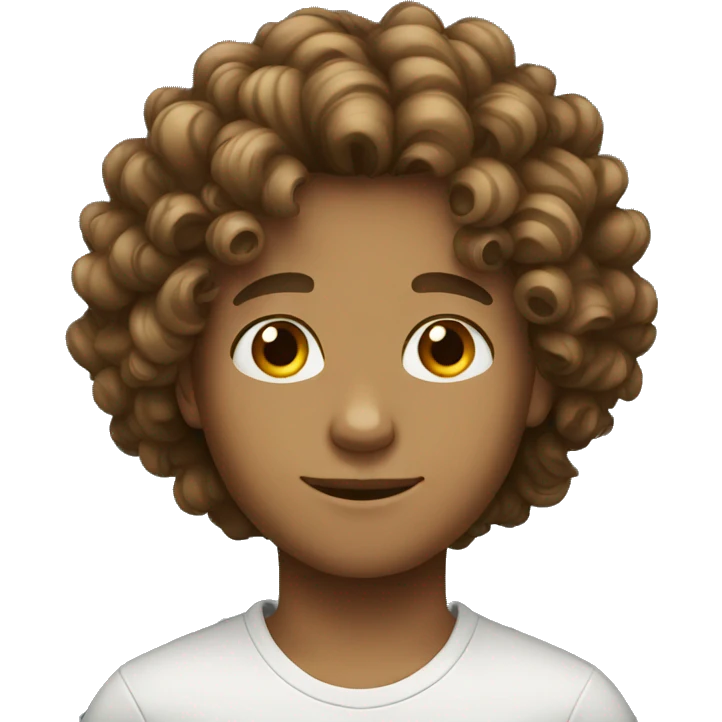Boy with long curly hair brown  emoji