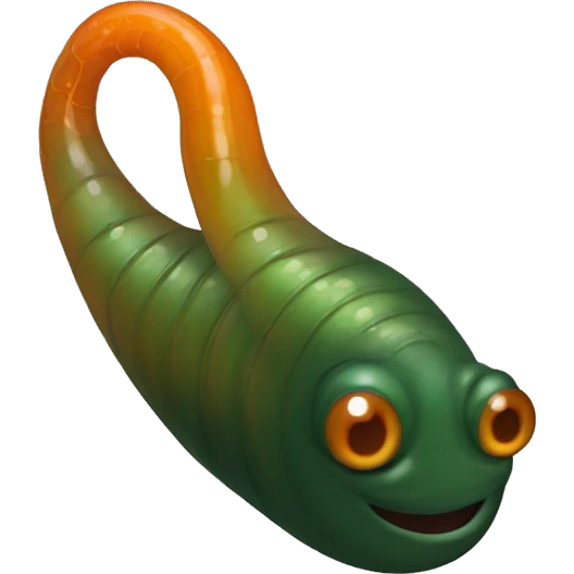 Eight-eyed Dark green and orange medicinal leech with oral suction and caudal suction emoji
