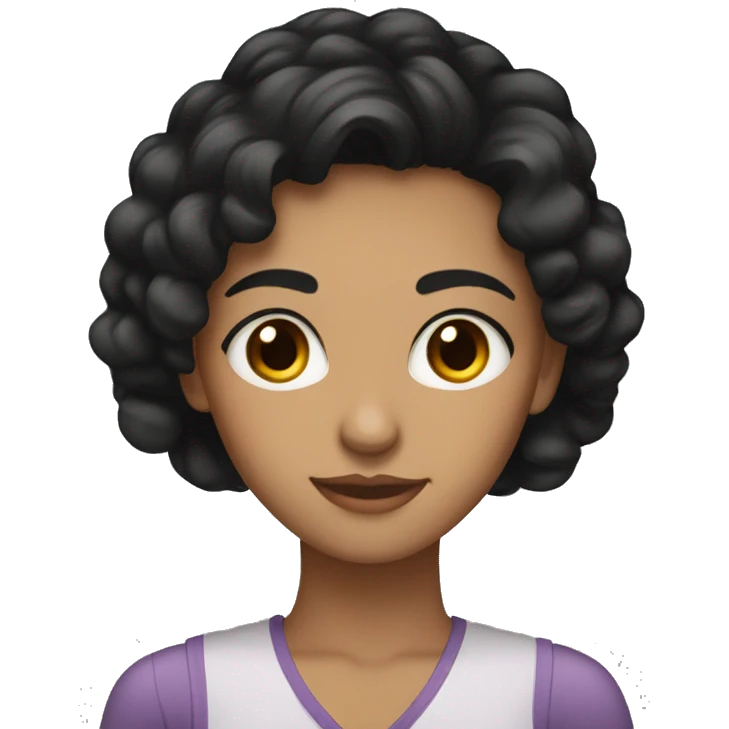 black hair fair skin brown eyes woman in 20s productive emoji