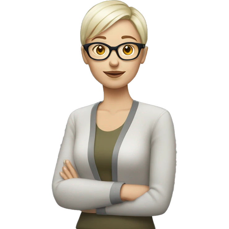 White skin woman short hair glasses emoji