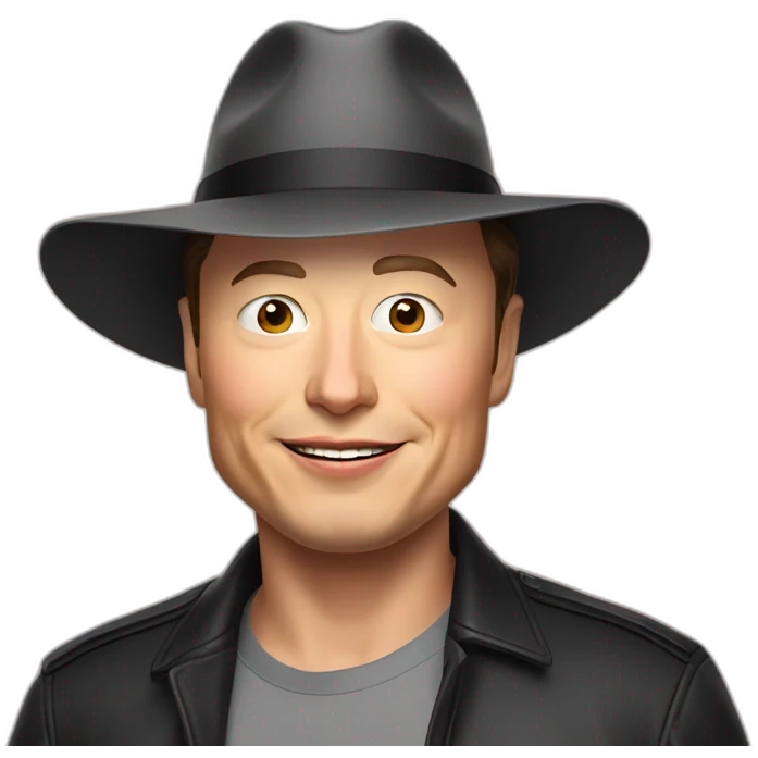 Elon musk with a hat emoji