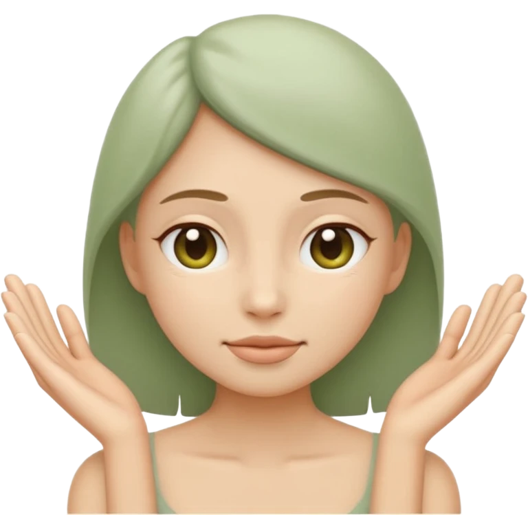 Minimal wellness emoji representing tighter skin and firmness,
subtle lifting effect, smooth contours, calm and natural,
no beauty or cosmetic symbols, soft sage green color palette emoji