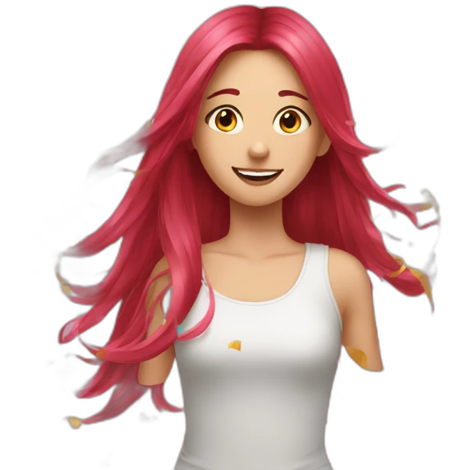 girl-long-straight-rosered-hair-throwing-confetti emoji