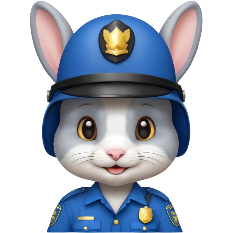 cute Rabbit police, blue uniform including helmet of uniform emoji