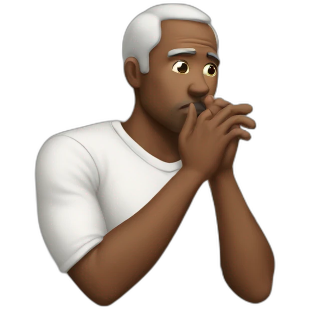 man doing the sign of Silence emoji