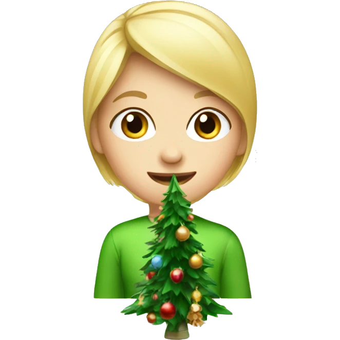 Blond Girl decorating Christmas tree emoji