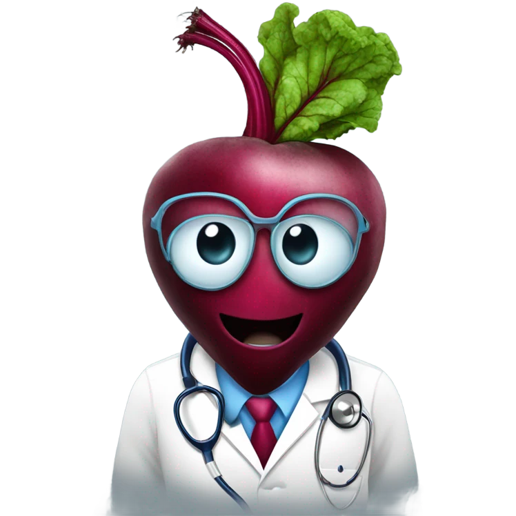 A beetroot with a stethoscope around it. emoji