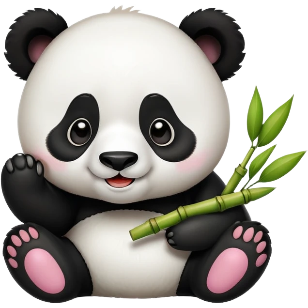 Chengdu Giant Panda Research Base with cute panda, simplified emoji style with bold outlines and bright colors, cartoon style panda with bamboo emoji