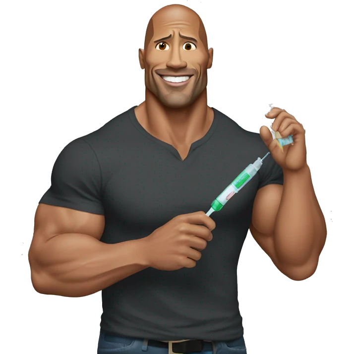 Dwayne Johnson with syringe in his hand emoji