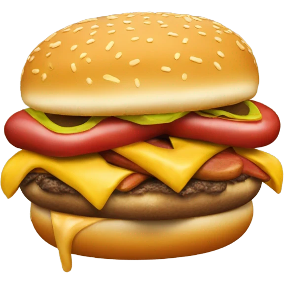 A cheeseburger eating a hot dog emoji