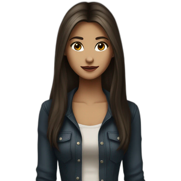 Elena Gilbert un vampire diares with long hair and a ribbed button-down t-shirt emoji