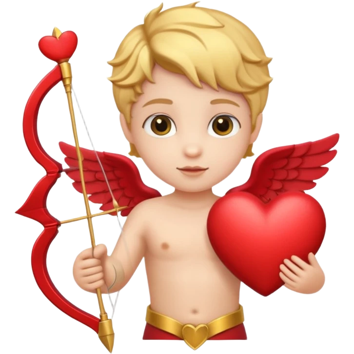 Realistic Cupid holding his heart bow emoji