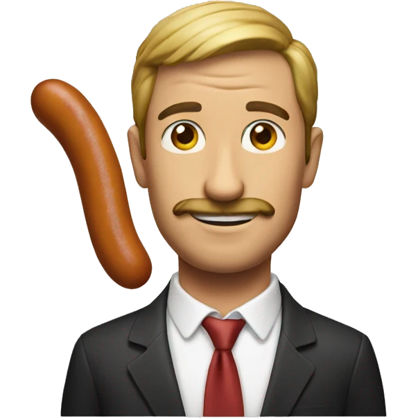 Man with a tail made of a sausage emoji