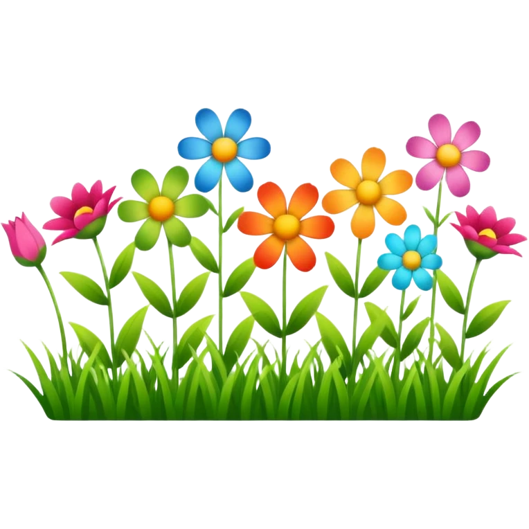 a row of flowers and grass extended far emoji
