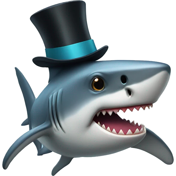 Shark with a top hat emoji