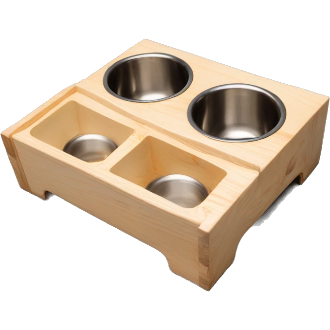 Elevated rectangular pine wood dog feeder with 2 bowls emoji