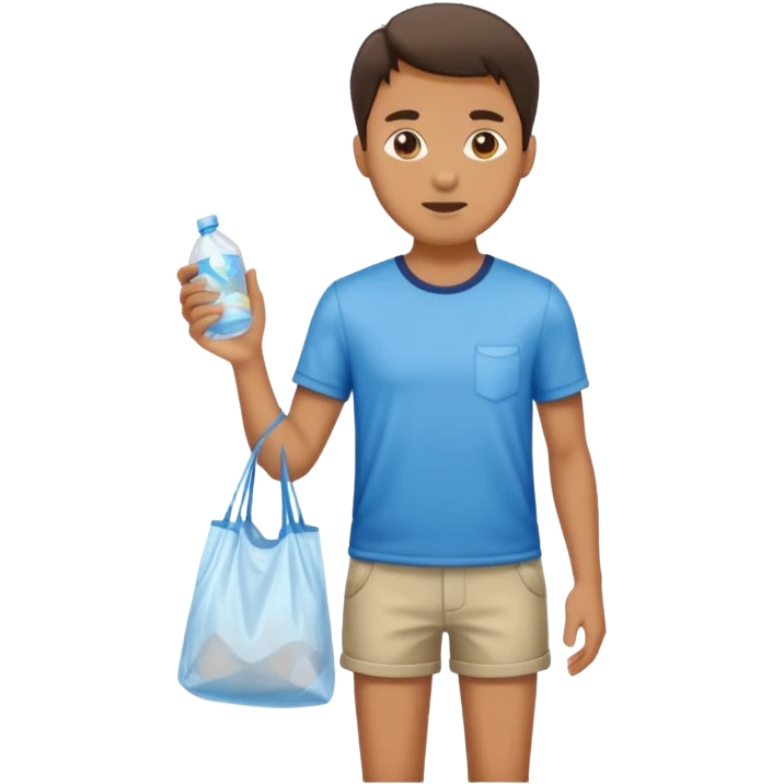 Man standing with shorts and a plastic bag emoji