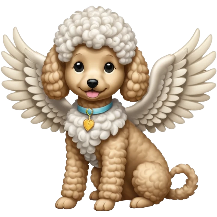 Perro poodle con alas emoji