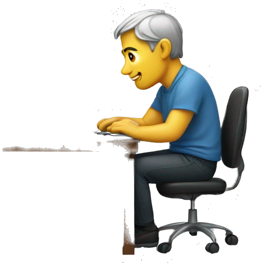 Illustrate an icon of a person sitting at a desk with a laptop.  emoji