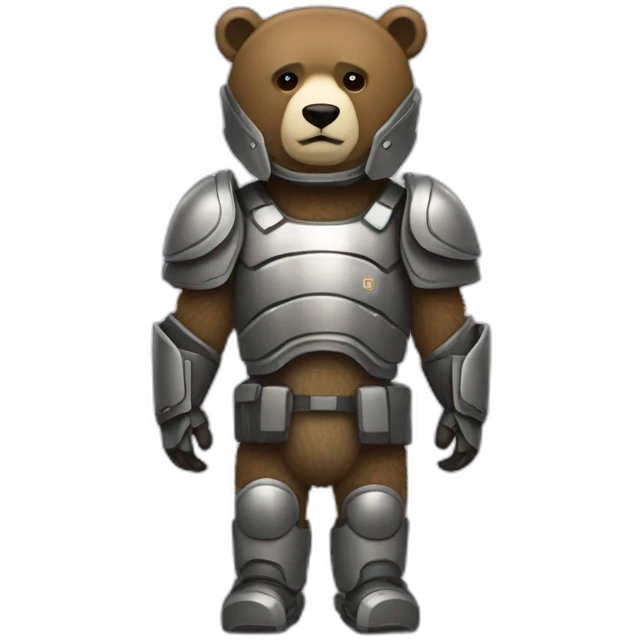 Un oso robótico imponente con una armadura protectora emoji