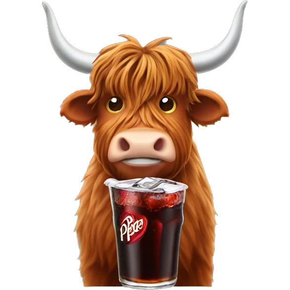 Highland cow drinking dr pepper emoji