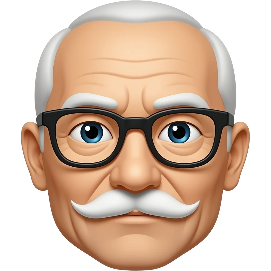 Personnage taichi lunette noire moustache blanche pas beaucoup de cheveux emoji