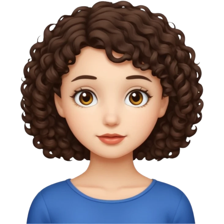 an emoji that describes a cute short curly hair brunette girl emoji