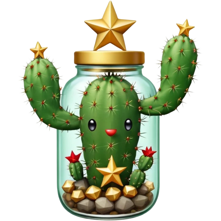 Cactus holding an overturned jar Christmas tree emoji
