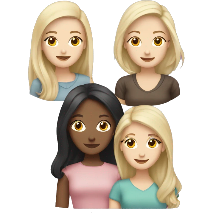 Three female best friends one asian one brunette one blonde emoji