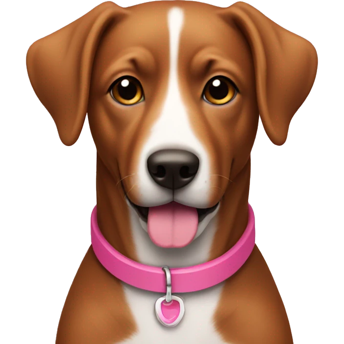 Brown dog with a pink collar emoji