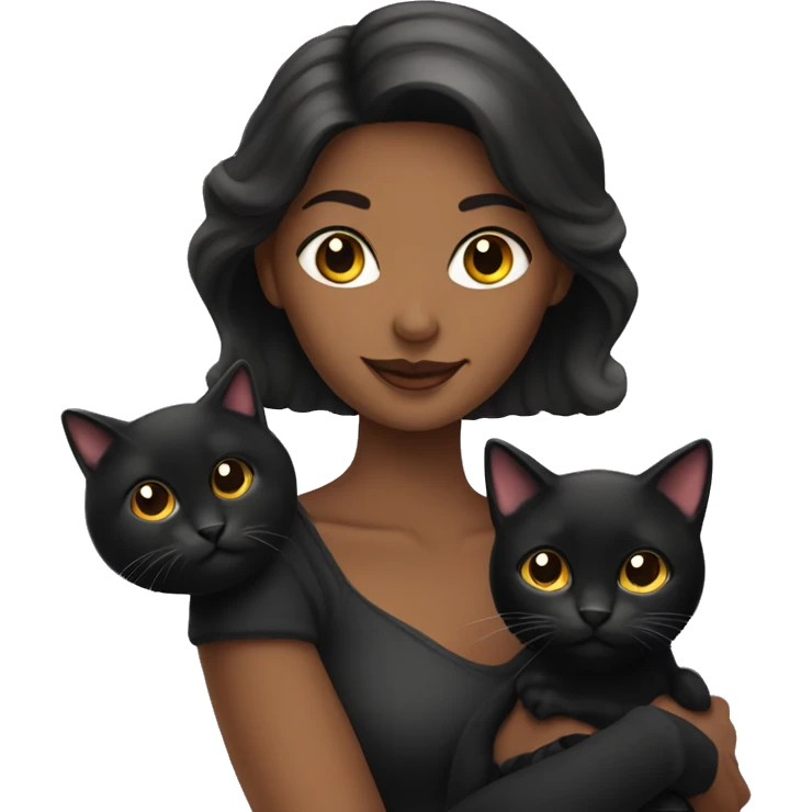 Pretty woman holding Black cat emoji