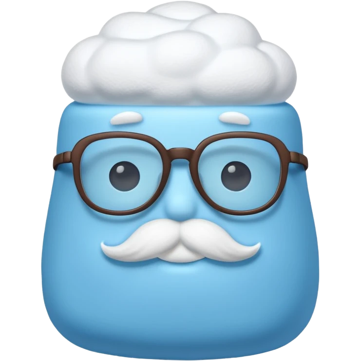 blue marshmallow with mustache and glassess, just marshmallow emoji