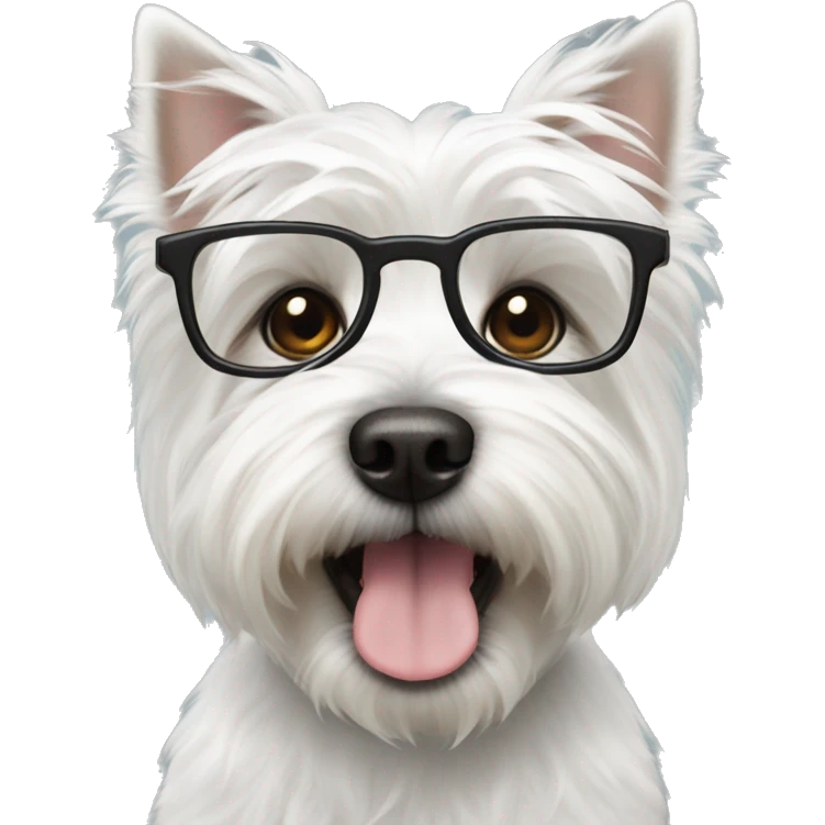west highland white terrier with black glasses emoji