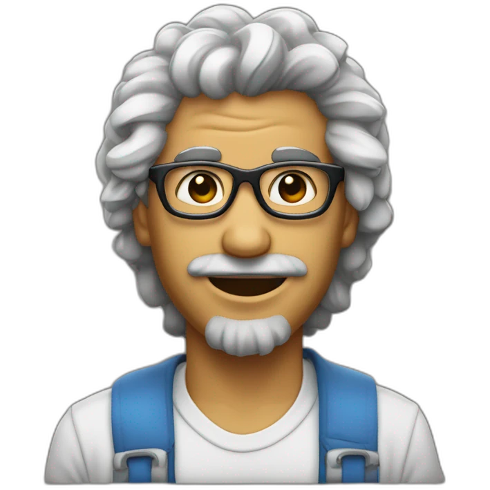 Homme métisse avec cheveux bouclés et un taper et des lunettes emoji
