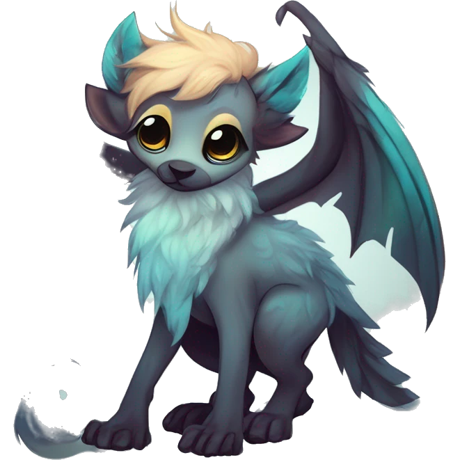 cute Kawaii edgy ethereal shy epic fantasy animal fursona Fionbri creature by griffsnuff & LiLaiRa & Falvie with exotic colors full body emoji
