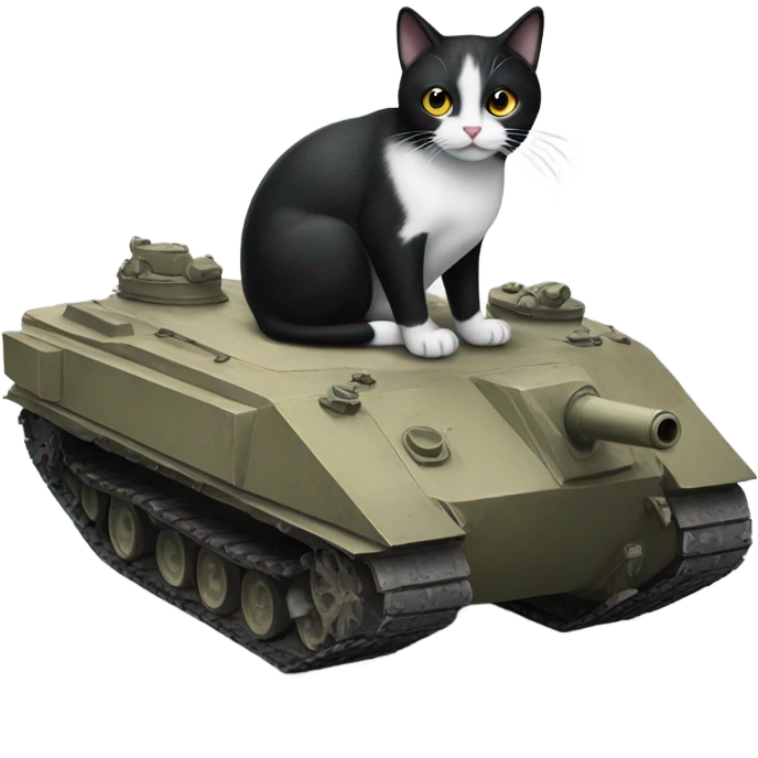 A black and white cat on a tank  emoji