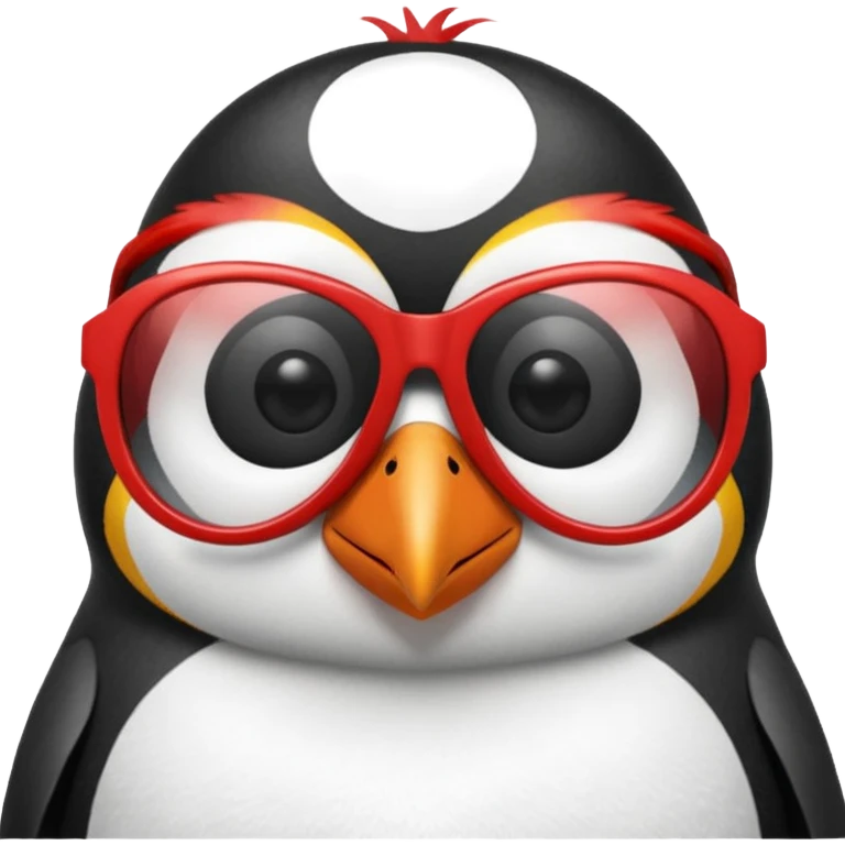 Penguin • High-Realism 3D Rendering
• Sunglasses with Red Frames
• Small Tuft/Lock of Hair on the Head emoji