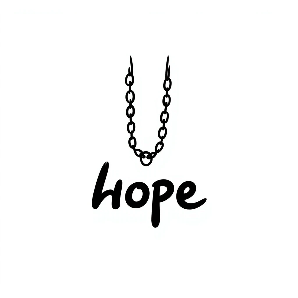 pendant with a motivational word like 'hope' or 'strength' on a chain emoji