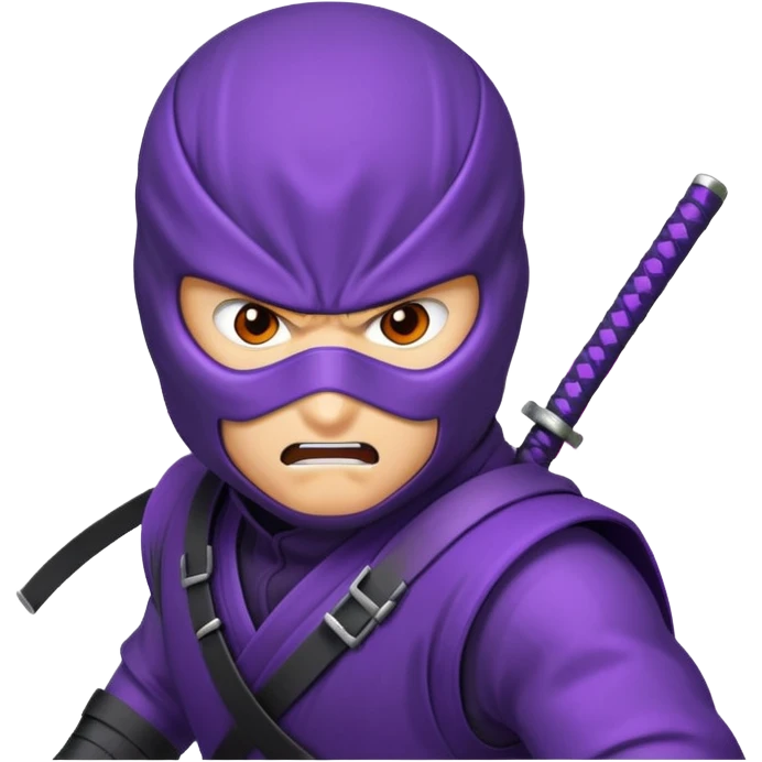 purple ninja with an angry expression, colorful effects above the ninja to show anger emoji