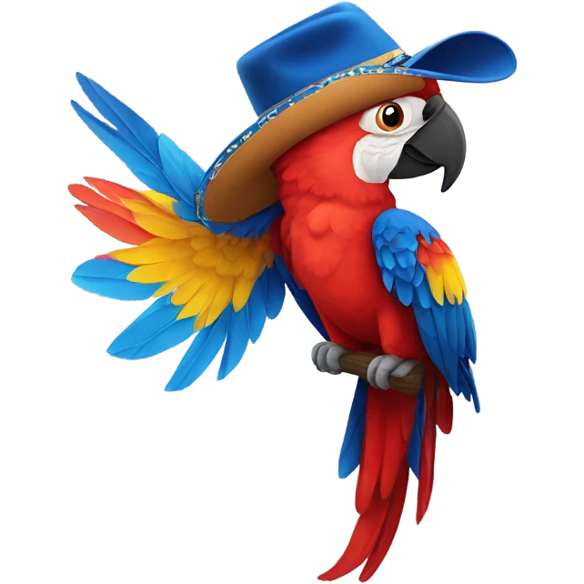Scarlet Macaw wearing a cowboy hat Flying emoji
