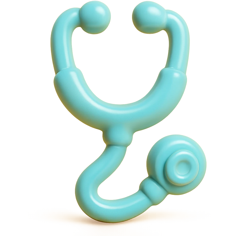 light pastel blue stethoscope, soft and cute emoji