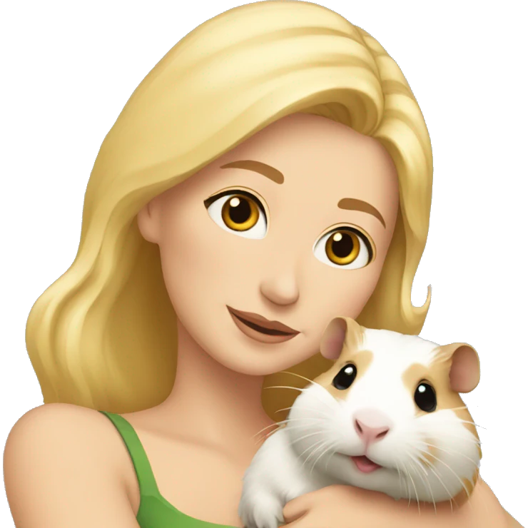 Blonde Woman hugging a guineapig emoji