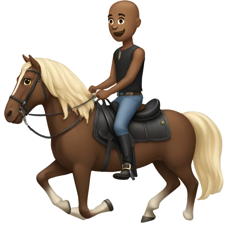 Bald black men riding a horse emoji
