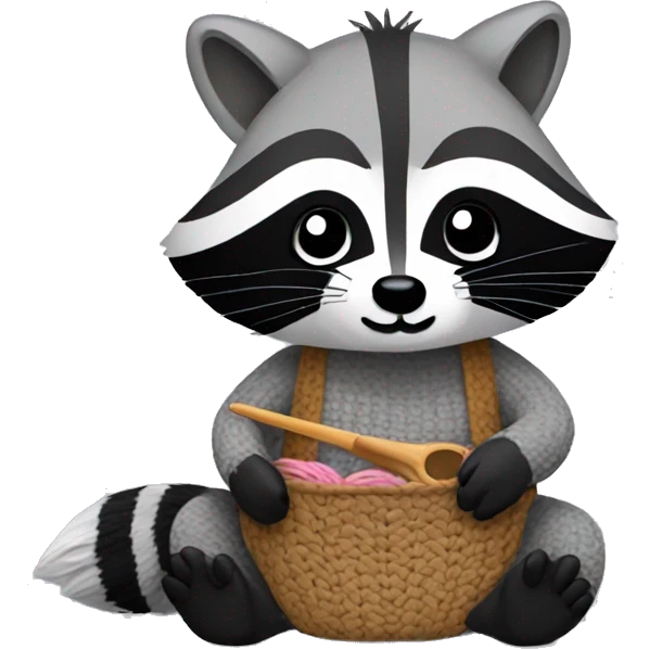 Raccoon crocheting emoji