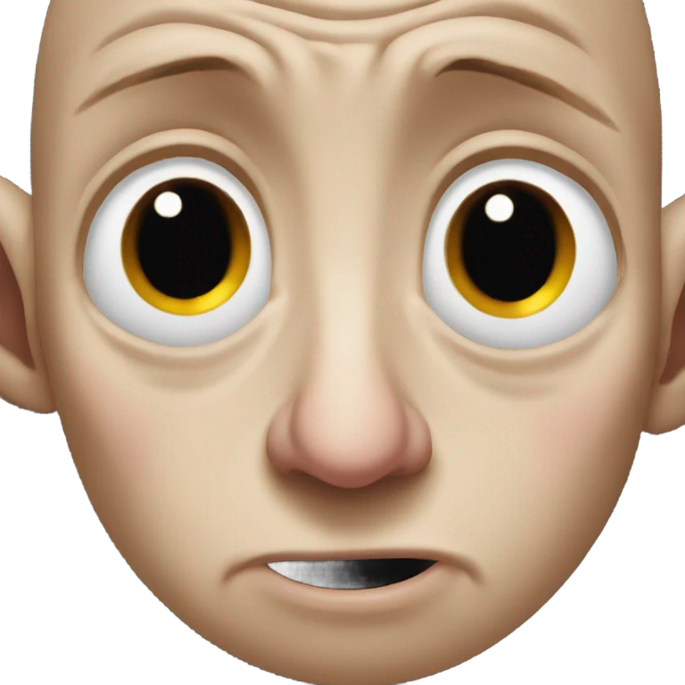 Dobby making a very big frown face with tears streaming down his face  emoji