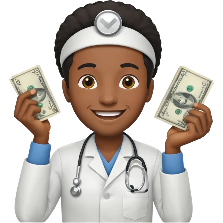 Black man nurse chasing money emoji