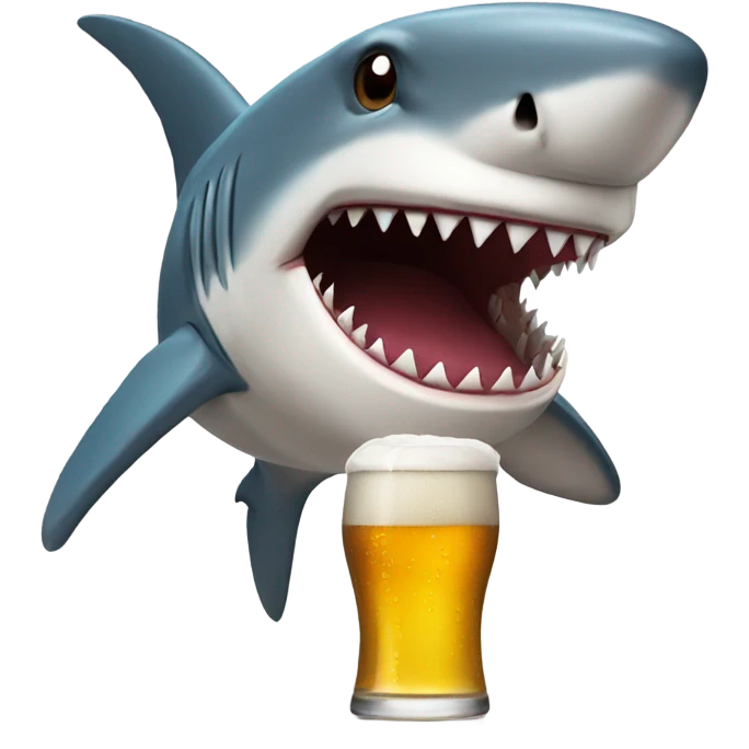 Shark drinking beer emoji