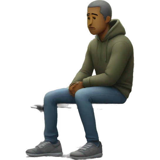 man sitting alone sad on bench emoji