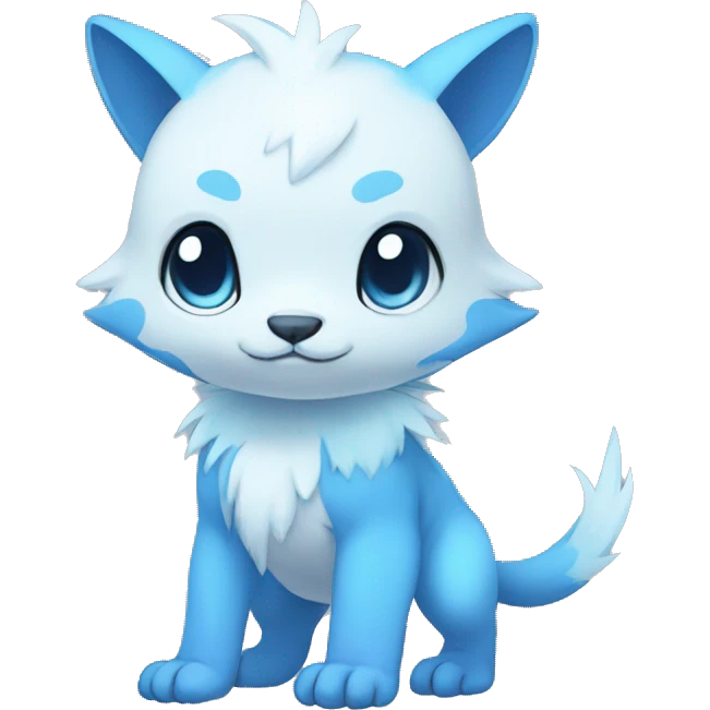 Cute cool white blue animal hybrid Fakemon full body emoji